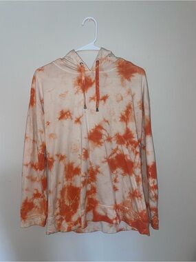 Weekends Tie-Dye Orange and Cream Pullover Hoodie